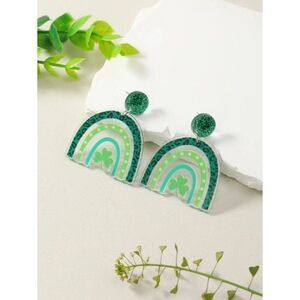 St Patricks Shamrock Rainbow Charm Earrings